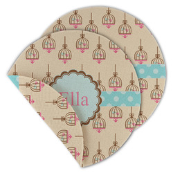 Kissing Birds Round Linen Placemat - Double Sided - Set of 4 (Personalized)