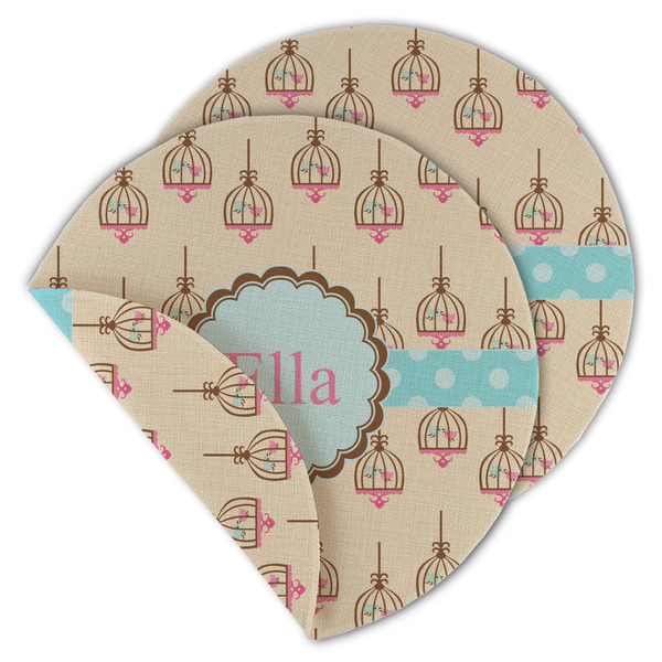 Kissing Birds Round Linen Placemats - MAIN (Double-Sided)