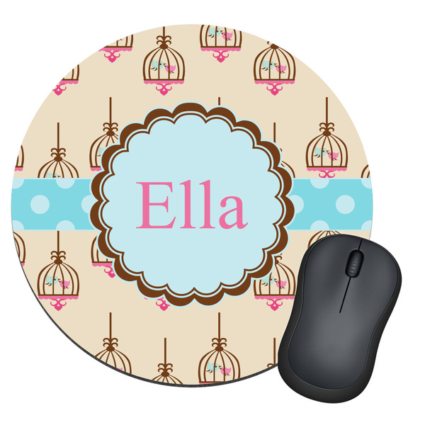 Custom Kissing Birds Round Mouse Pad (Personalized)