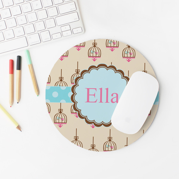 Kissing Birds Round Mousepad - LIFESTYLE 2