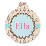 Kissing Birds Round Pet ID Tag - Large (Personalized)