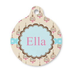 Kissing Birds Round Pet ID Tag - Small (Personalized)
