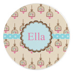 Kissing Birds Round Stone Trivet (Personalized)