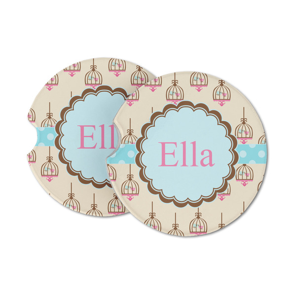 Custom Kissing Birds Sandstone Car Coasters - Set of 2 (Personalized)