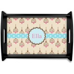 Kissing Birds Black Wooden Tray - Small (Personalized)