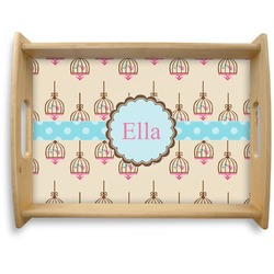 Kissing Birds Natural Wooden Tray - Large (Personalized)