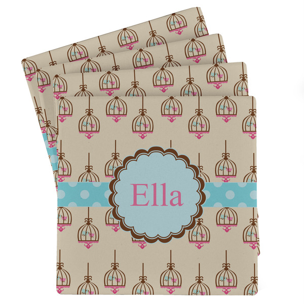 Custom Kissing Birds Absorbent Stone Coasters - Set of 4 (Personalized)