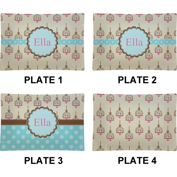 Kissing Birds Set of Rectangular Appetizer / Dessert Plates (Approval)