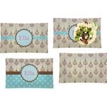 Kissing Birds Set of 4 Glass Rectangular Lunch / Dinner Plate (Personalized)