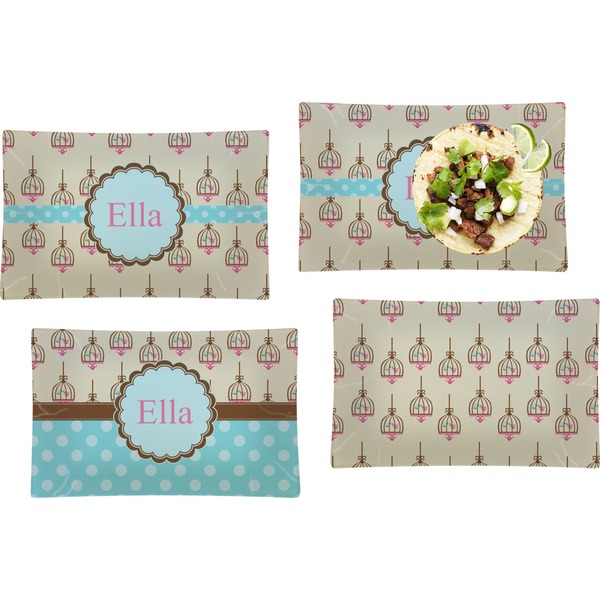 Kissing Birds Set of Rectangular Dinner Plates