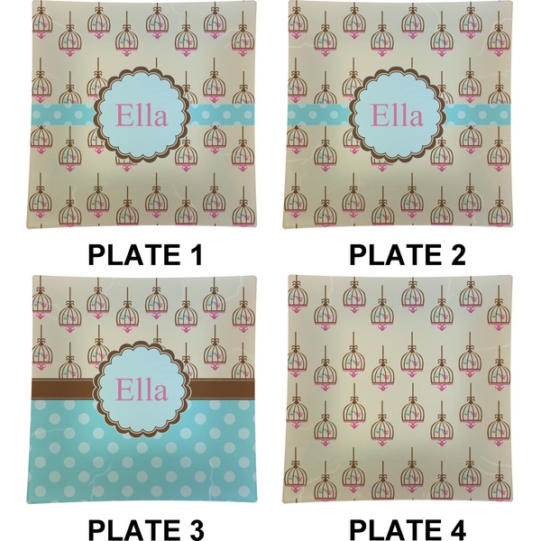 Kissing Birds Set of Square Dinner Plates (Approval)