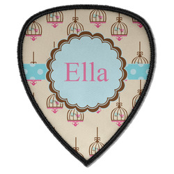 Kissing Birds Iron on Shield Patch A w/ Name or Text