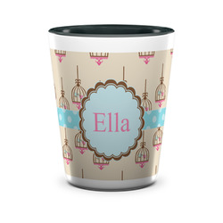 Kissing Birds Ceramic Shot Glass - 1.5 oz - Two Tone - Set of 4 (Personalized)