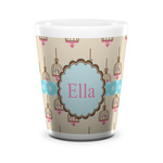 Kissing Birds Ceramic Shot Glass - 1.5 oz - White - Set of 4 (Personalized)