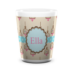 Kissing Birds Ceramic Shot Glass - 1.5 oz - White - Set of 4 (Personalized)