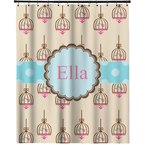 Custom Kissing Birds Extra Long Shower Curtain - 70"x84" (Personalized)