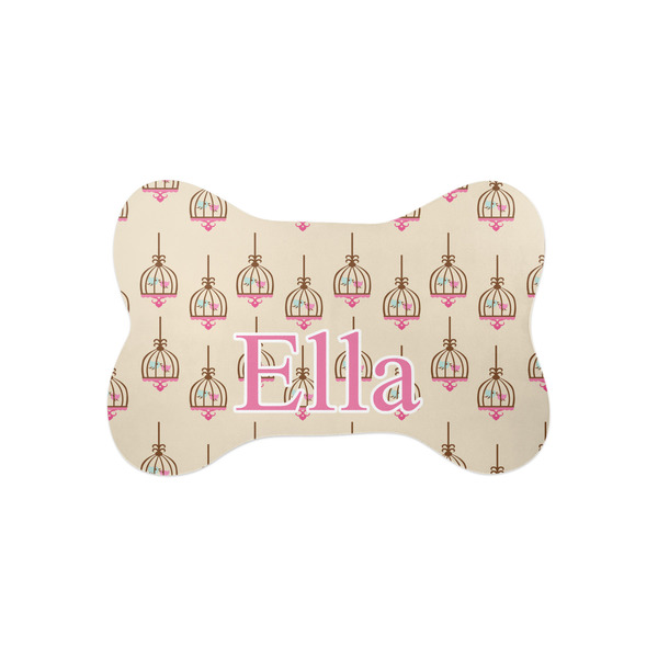 Custom Kissing Birds Bone Shaped Dog Food Mat (Small) (Personalized)
