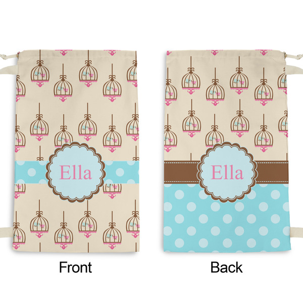 Kissing Birds Small Laundry Bag - Front & Back View