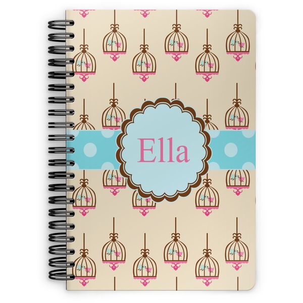 Custom Kissing Birds Spiral Notebook - 7x10 w/ Name or Text