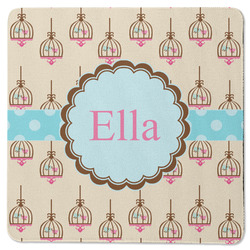 Kissing Birds Square Rubber Backed Coaster (Personalized)