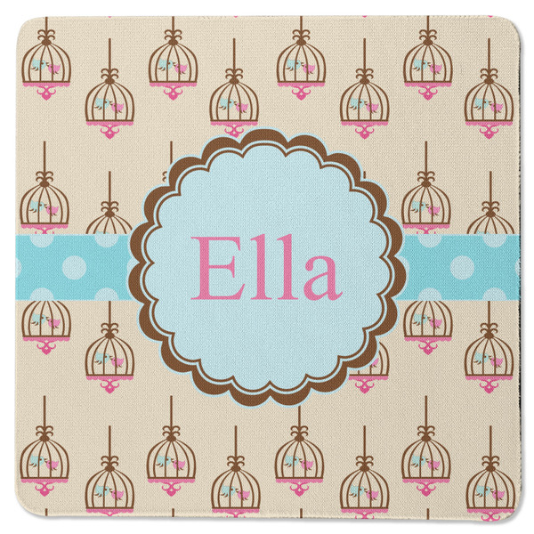 Custom Kissing Birds Square Rubber Backed Coaster (Personalized)
