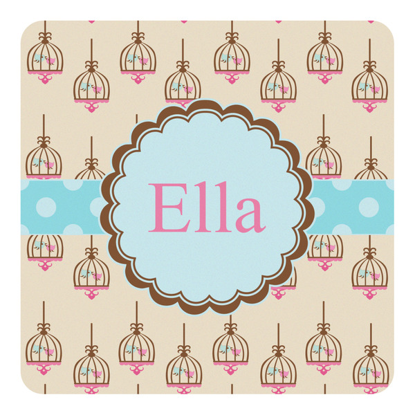 Custom Kissing Birds Square Decal - Small (Personalized)