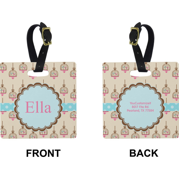 Kissing Birds Square Luggage Tag (Front + Back)