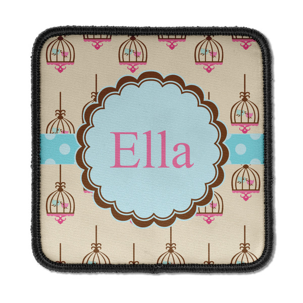 Custom Kissing Birds Iron On Square Patch w/ Name or Text