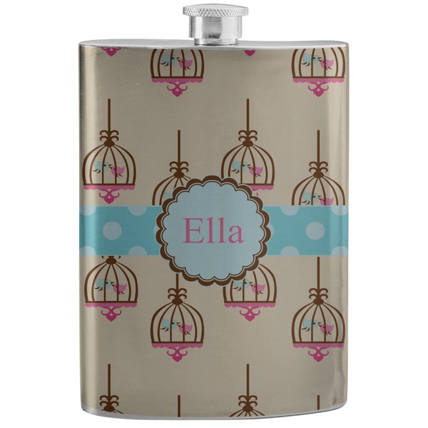 Custom Kissing Birds Stainless Steel Flask (Personalized)