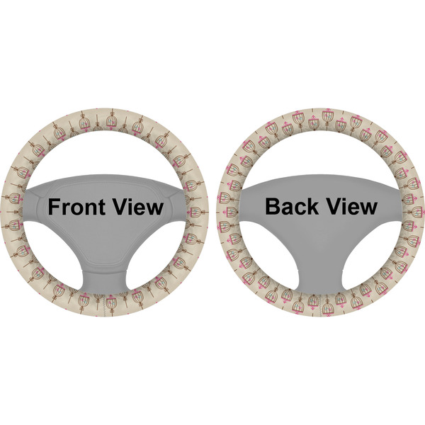 Kissing Birds Steering Wheel Cover- Front and Back