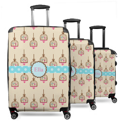Kissing Birds 3 Piece Luggage Set - 20" Carry On, 24" Medium Checked, 28" Large Checked (Personalized)