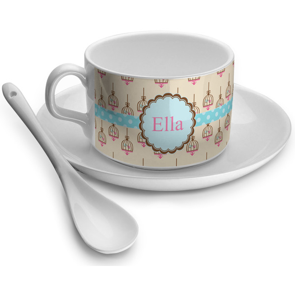 Custom Kissing Birds Tea Cup - Single (Personalized)