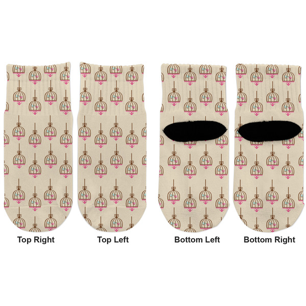 Kissing Birds Toddler Ankle Socks - Double Pair - Front and Back - Apvl