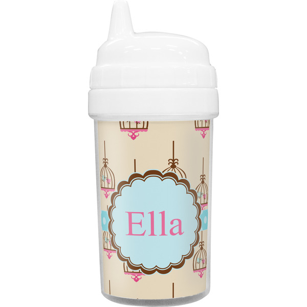 Custom Kissing Birds Toddler Sippy Cup (Personalized)
