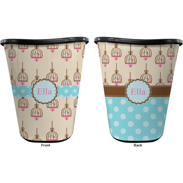 Kissing Birds Trash Can Black - Front and Back - Apvl
