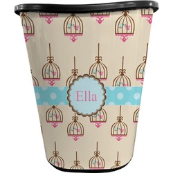 Kissing Birds Waste Basket - Single Sided (Black) (Personalized)