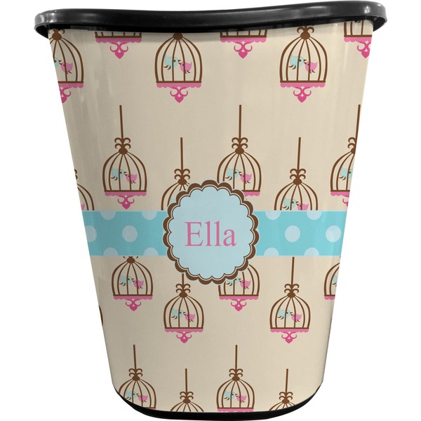 Kissing Birds Waste Basket (Black)