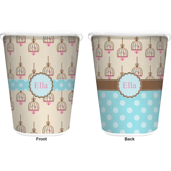 Kissing Birds Trash Can White - Front and Back - Apvl