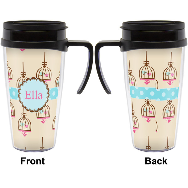 Kissing Birds Travel Mug with Black Handle - Approval