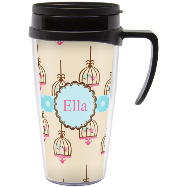 Custom Kissing Birds Acrylic Travel Mug with Handle (Personalized)