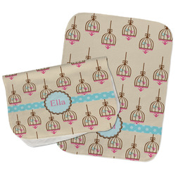 Kissing Birds Burp Cloths - Fleece - Set of 2 w/ Name or Text