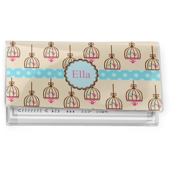 Custom Kissing Birds Vinyl Checkbook Cover (Personalized)