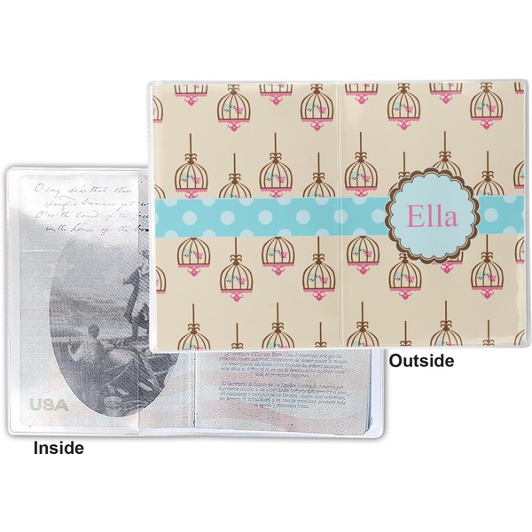Kissing Birds Vinyl Passport Holder - Flat Front and Back