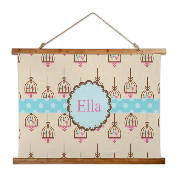 Custom Kissing Birds Wall Hanging Tapestry - Wide (Personalized)