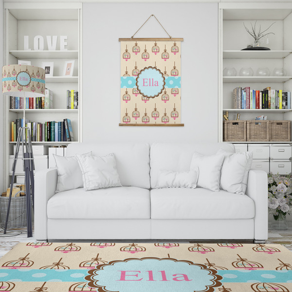 Kissing Birds Wall Hanging Tapestry - Portrait - IN CONTEXT