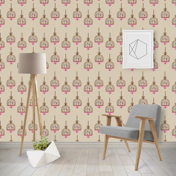 Custom Kissing Birds Wallpaper & Surface Covering (Water Activated - Removable)