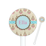 Kissing Birds 5.5" Round Plastic Stir Sticks - White - Single Sided (Personalized)