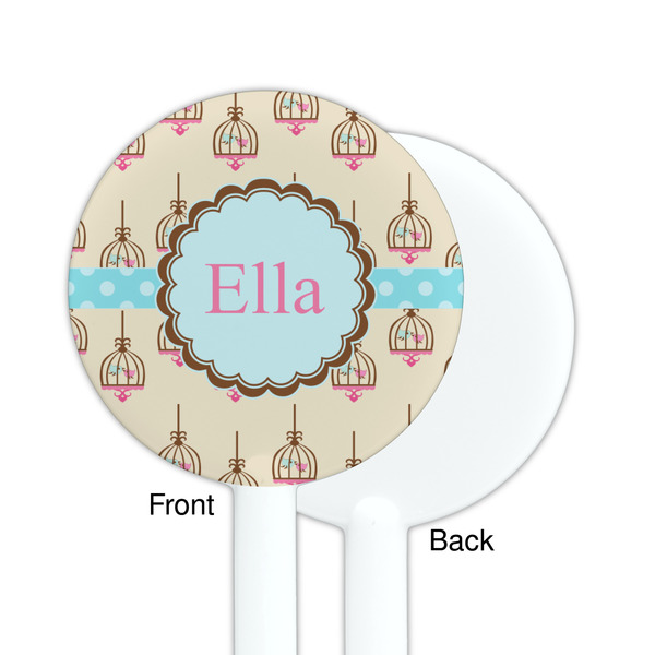 Kissing Birds White Plastic 5.5" Stir Stick - Single Sided - Round - Front & Back