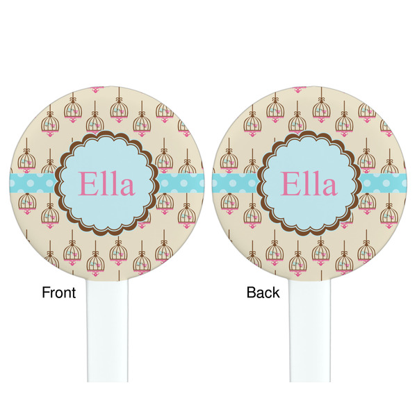 Kissing Birds White Plastic 7" Stir Stick - Double Sided - Round - Front & Back