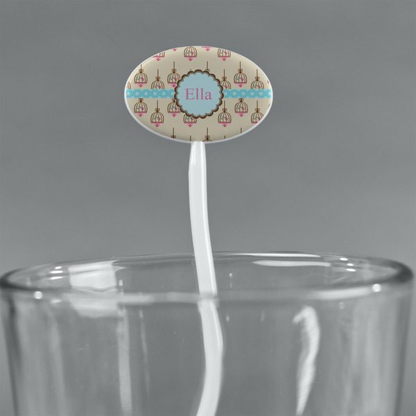 Kissing Birds White Plastic 7" Stir Stick - Oval - Main